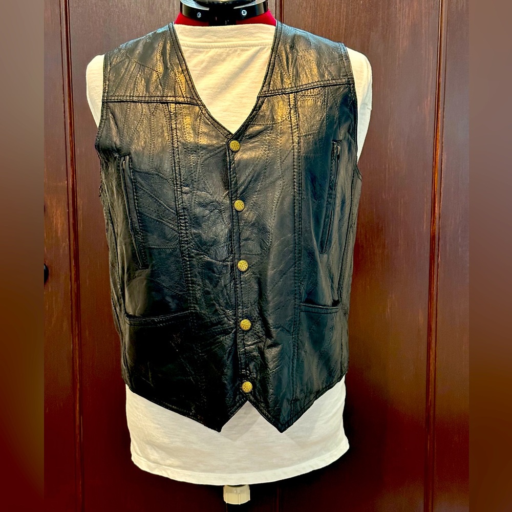 Roberto Amee Designer Genuine Leather Vest Men's XXL